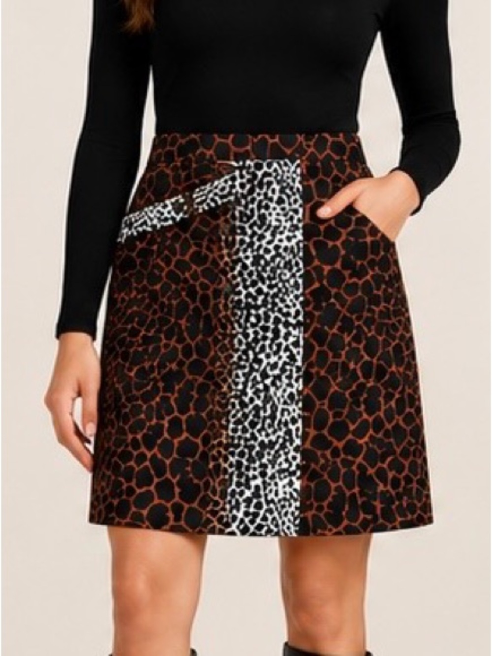 Derek Lam Mixed Animal Print Wrap-Effect Mini Skirt | Made in Italy | US 2